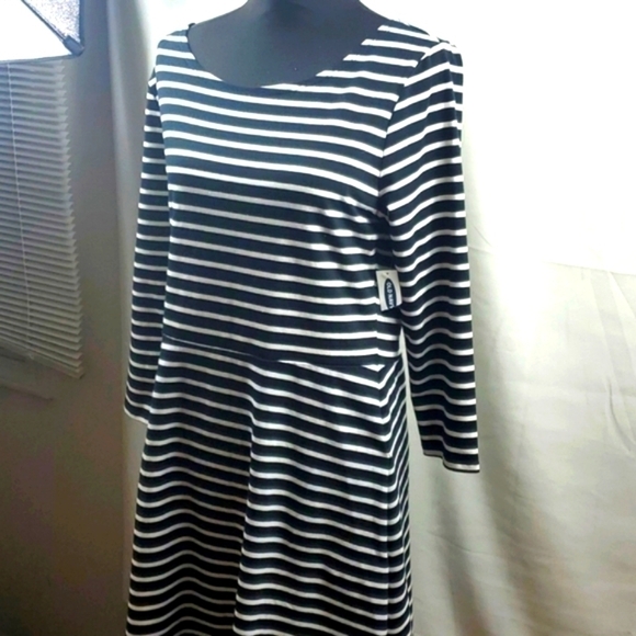 Old Navy Striped 3/4 Sleeve T-Shirt Dress Size Large - Picture 4 of 11